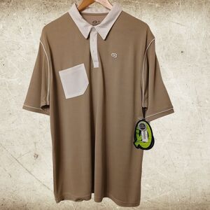 Quagmire Golf Shirt, Size 2XL Cotton/Poly Blend, Brown w/ White Trim New w/ Tags